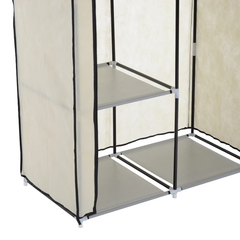 HOMCOM Fabric Wardrobe W/ Shelf Hanger-Beige