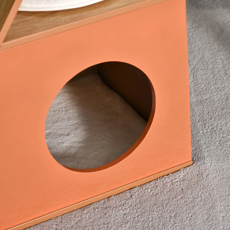 PawHut Cats Z-Shaped MDF House w/ Scratching Strip Orange