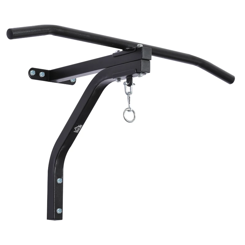 HOMCOM Punching Bag Hanger Wall Mount Bracket Kick Boxing MMA Training Frame Home Fitness Workout Pull Up Bar, Black