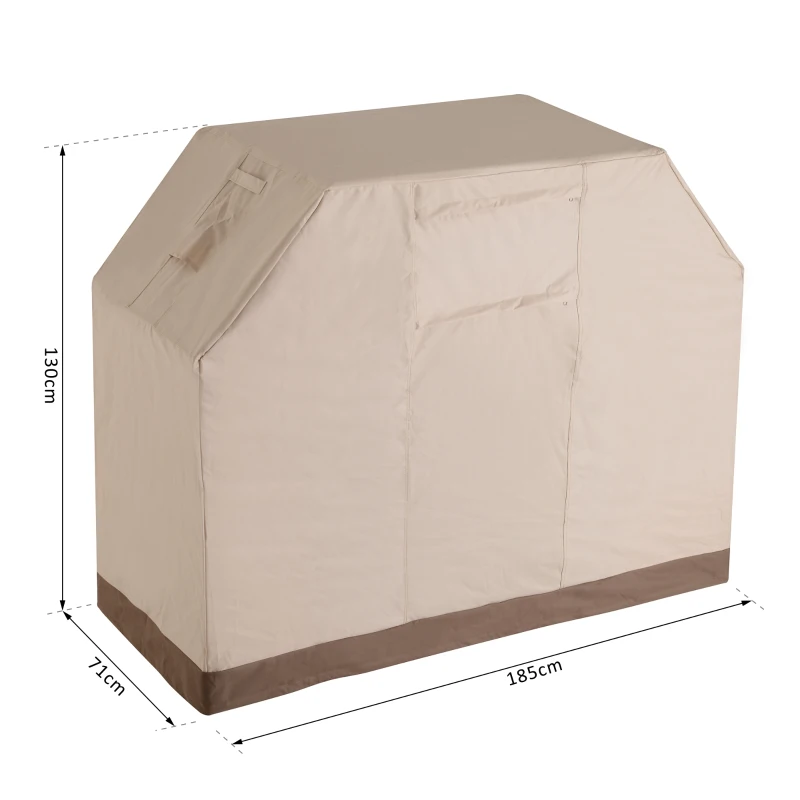 Outsunny Barbecue Grill Waterproof Cover, 185Lx71Wx130H cm, 600D Oxford Cloth-Beige/Coffee