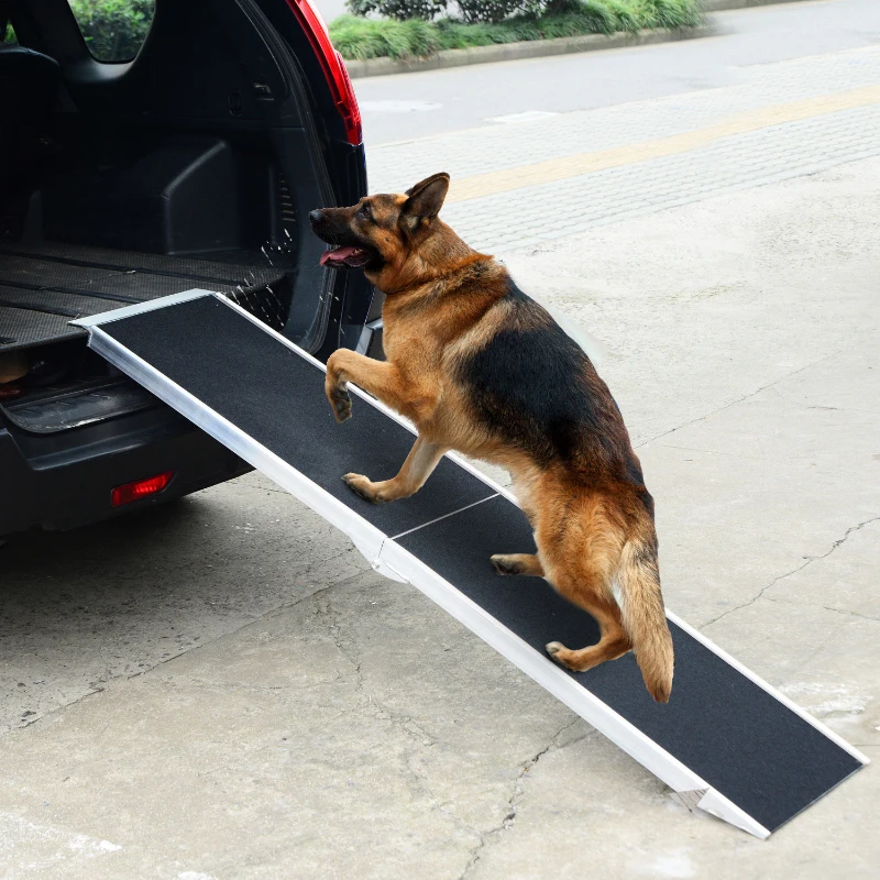 PawHut Aluminium Folding Pet Ramp,overall size 183Lx36Wx5T cm-Black/Silver