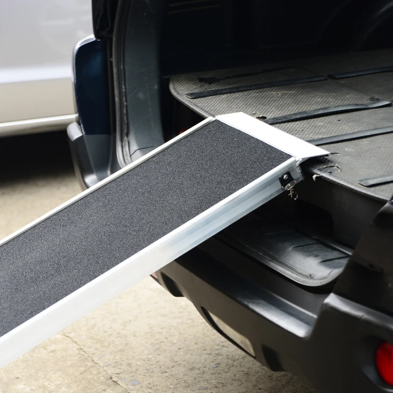 PawHut Aluminium Folding Pet Ramp,overall size 183Lx36Wx5T cm-Black/Silver