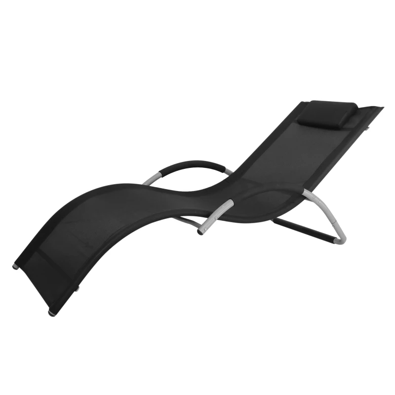 Outsunny Texteline Sun Lounger, 168Lx63Wx68H cm-Black