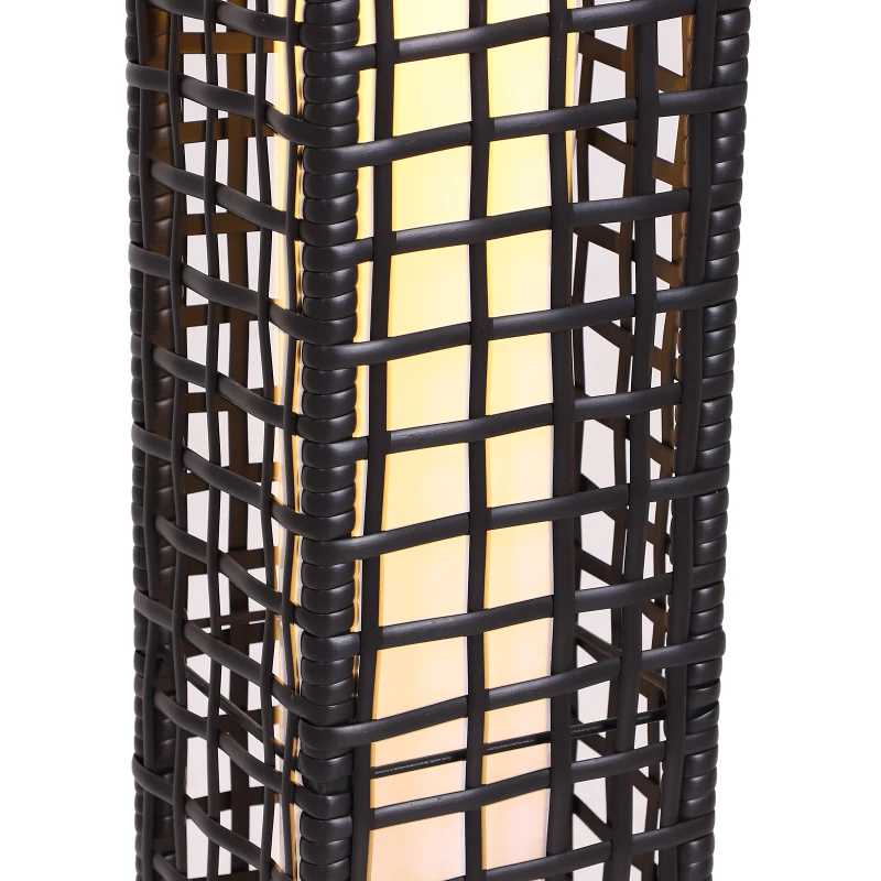 Outsunny Rattan LED Solar Power Lamp, 17Lx17Wx48H cm, PE, Steel-Coffee