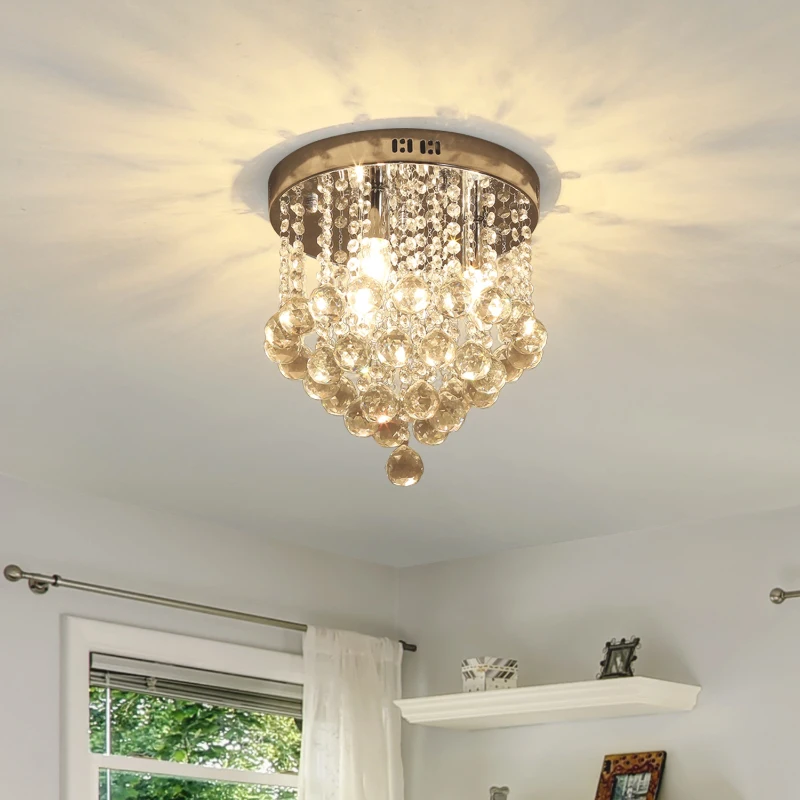 HOMCOM Crystal Chandelier Lamp with Fixtures, Ф30 cm