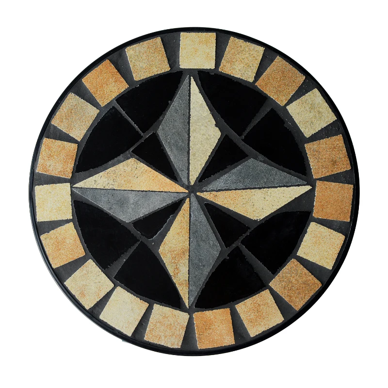 Outsunny 3 Pcs Plant Stand Table Set W/Mosaic Pattern-Black Iron