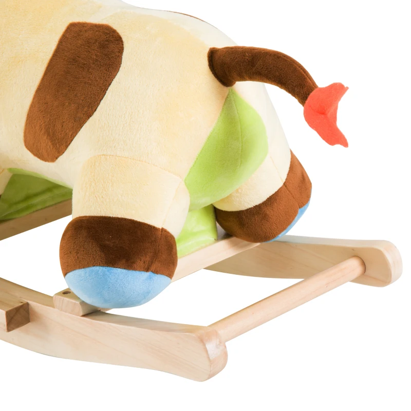 HOMCOM Kids Plush Rocking Cow-Multicolour