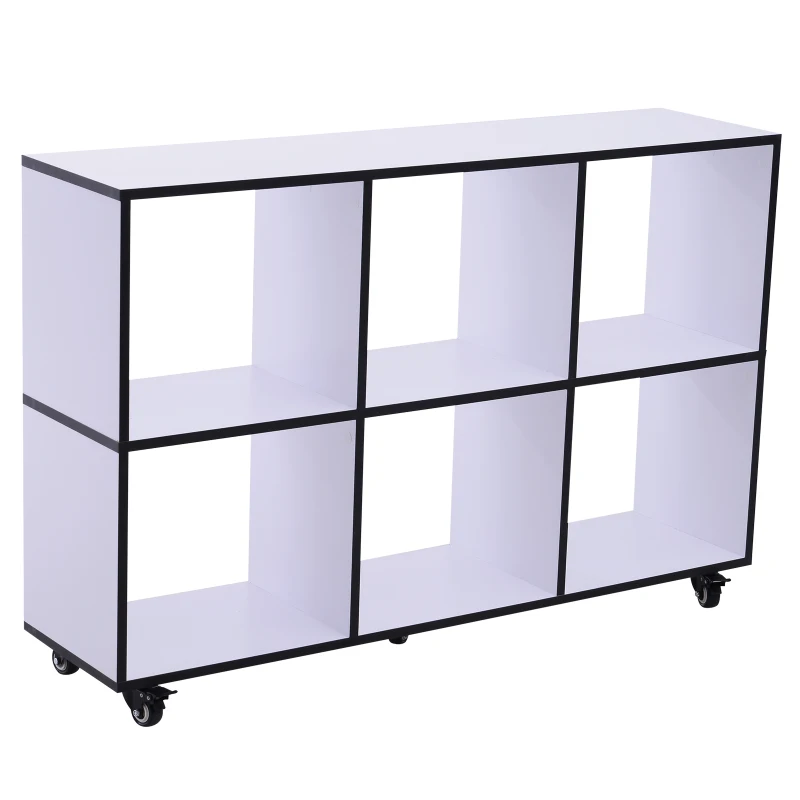 HOMCOM 6 Cube Mobile File Cabinet, 120Lx30Wx80H cm-White/Black