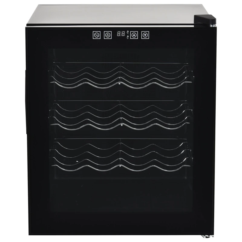 HOMCOM 16 Bottle Wine Cooler Mini Bar Refrigerator 11-18°C Adjustable Temperature Touch Control Led Lights Sleek Stylish Suitable For Home Bar Party Black