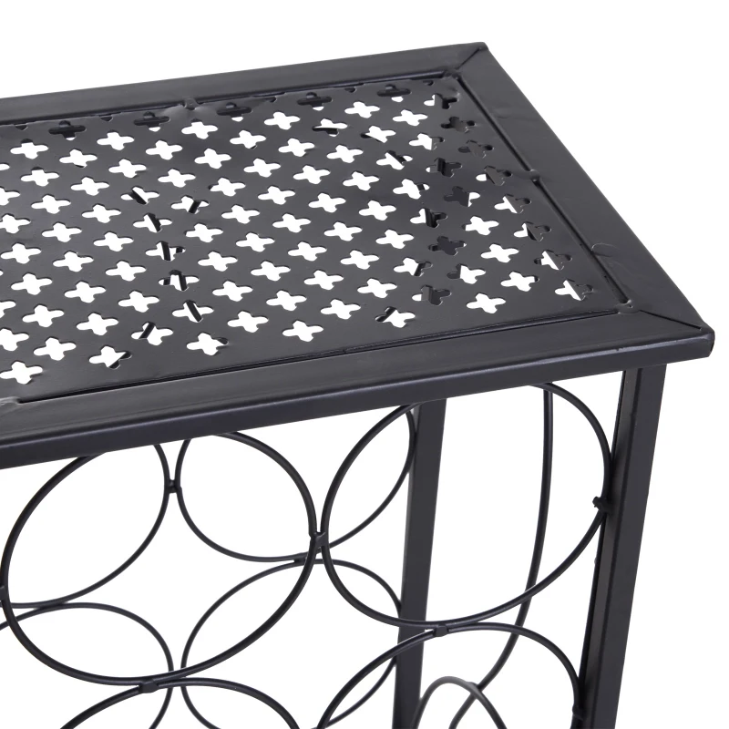 HOMCOM 28 Bottle Wine Rack Metal Storage Unit Bottle Holder Tabletop w/ Top Mesh Tray Black