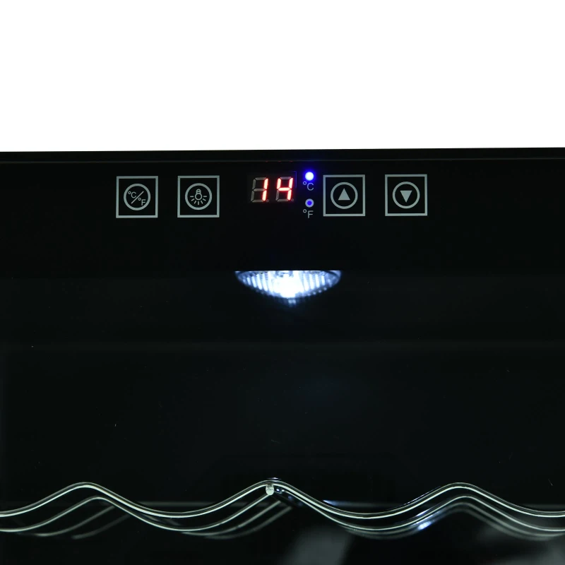 HOMCOM 16 Bottle Wine Cooler Mini Bar Refrigerator 11-18°C Adjustable Temperature Touch Control Led Lights Sleek Stylish Suitable For Home Bar Party Black