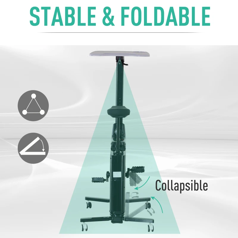 HOMCOM Steel Collapsing Portable Exercise Bike w/ Table Top Desk Black