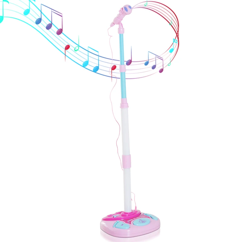 HOMCOM Kids Electronic Karaoke Microphone Stand Set-Multicolour