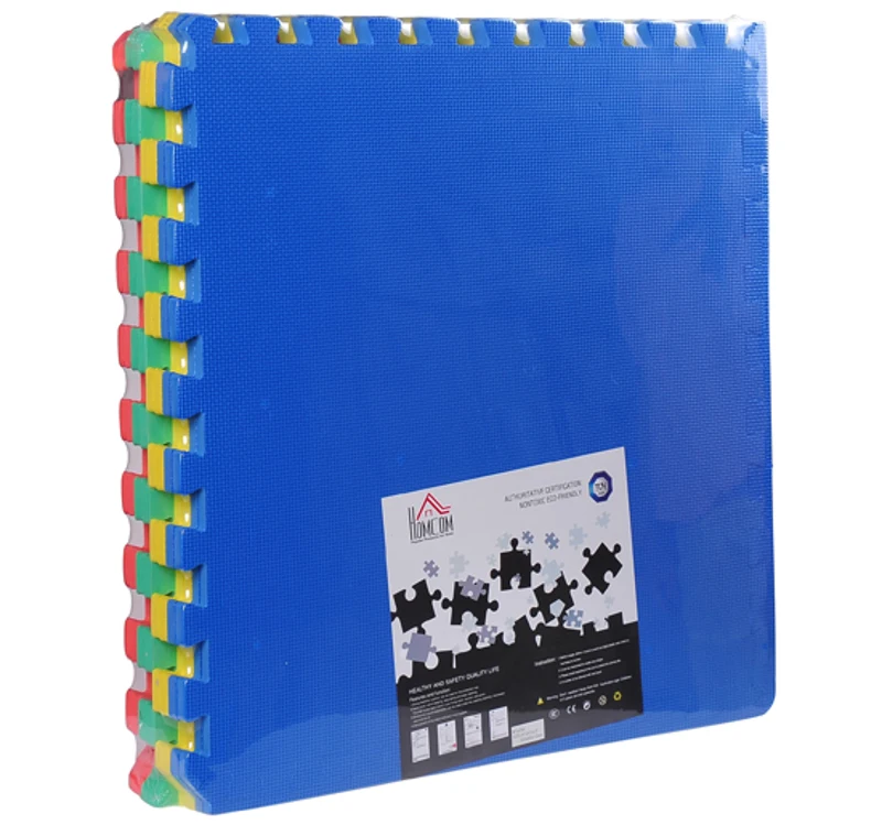 HOMCOM Interlocking Floor 8 Pcs EVA Mats Set-Multi Coloured