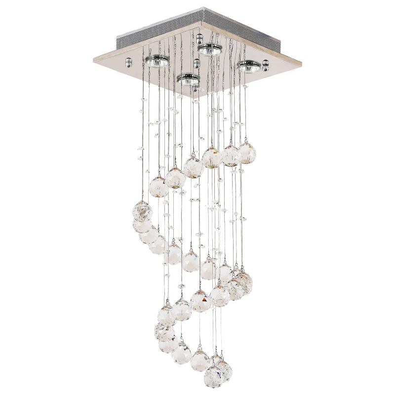 HOMCOM Crystal Lamp, Fixture Mount-Steel/Crystal