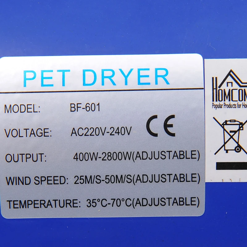 Pawhut Pet Hair Dryer for Dog Grooming, 2800W-Blue