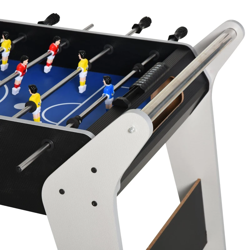HOMCOM 4.8ft Foosball Table Football Game Table Trolley with Wheels for Indoor Outdoor Soccer Game Kids Family Play Sports Fun
