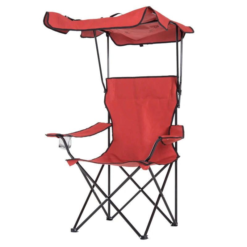Outsunny Folding Chair, Steel,Oxford Fabric-Red