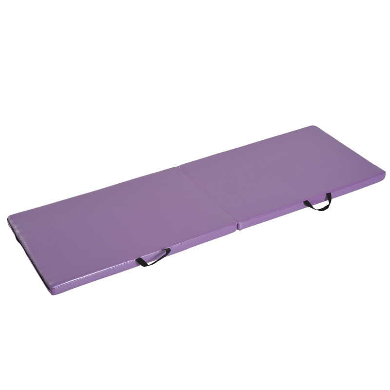 HOMCOM 6FT Polyethylene Foam Folding Exercise Mat w/ Handles Purple
