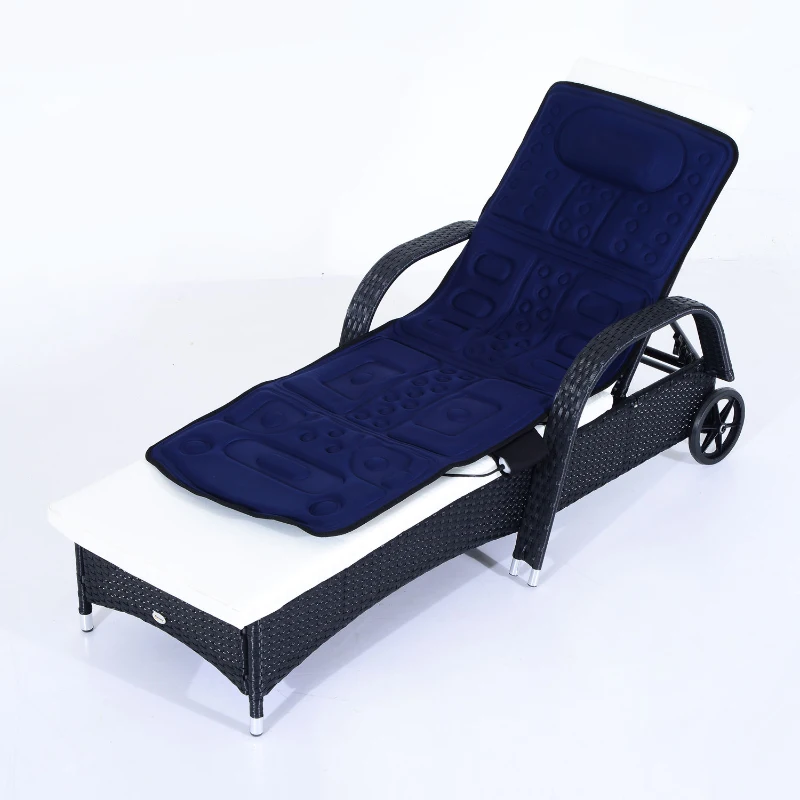 HOMCOM 10-Motor Heated Vibration Massage Plush Mat-Blue