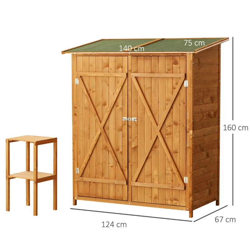 Homcom Armoire de Jardin en Bois de Pin 140 x 75 x 165 cm