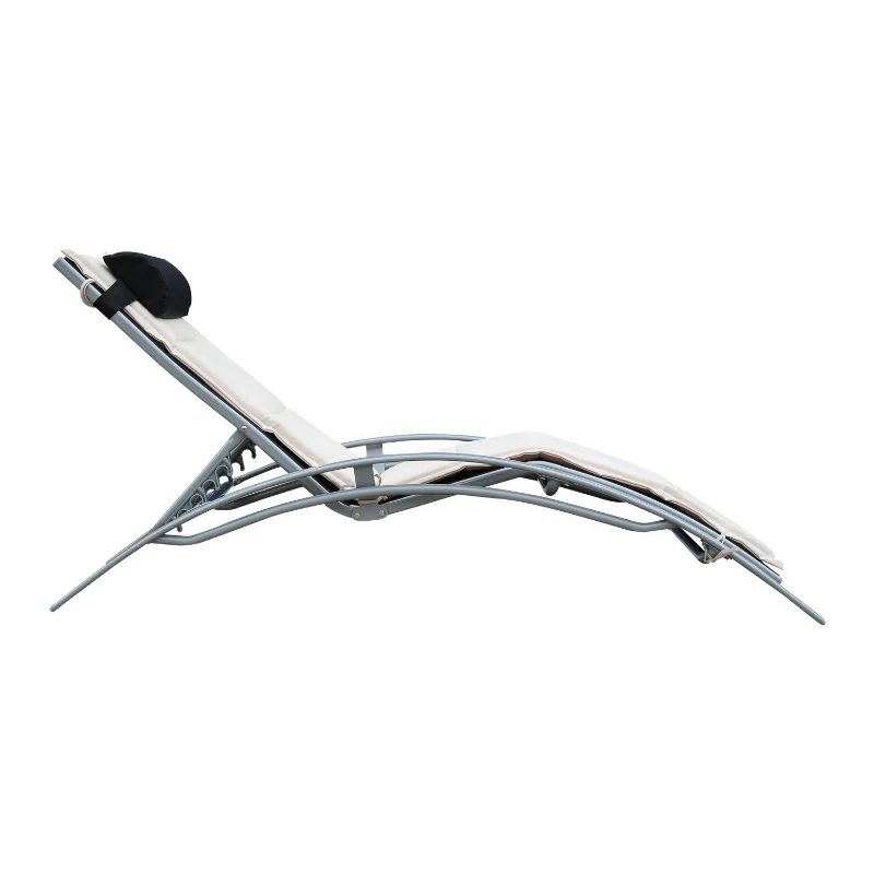 Outsunny Adjustable Aluminium Frame Sun Lounger-Cream/Black