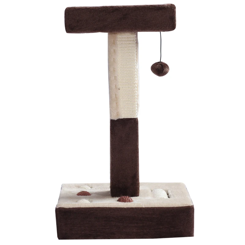 PawHut Cat Tree, Plush, 35Lx 35Wx60.5H cm-Beige/Coffee