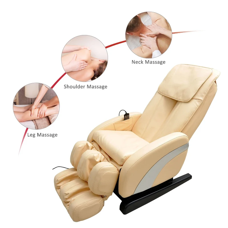 HOMCOM Reclining Full Body Massage Chair W/Heat-Cream