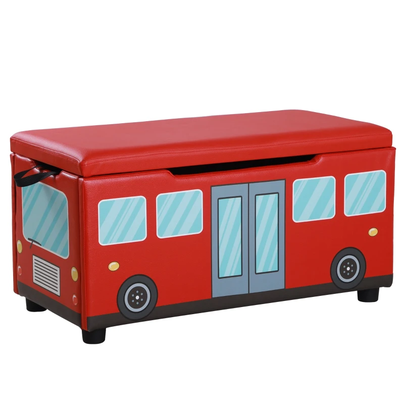 HOMCOM Kids PVC Collapsible Storage Bench Red