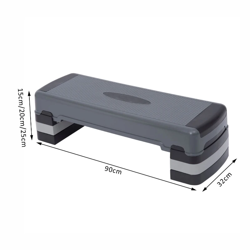 HOMCOM 3 Levels Adjustable Aerobic Stepper-Grey