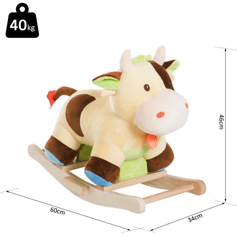 HOMCOM Kids Plush Rocking Cow-Multicolour