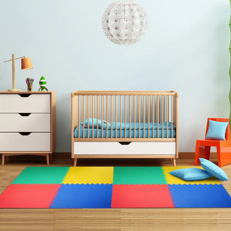 HOMCOM Interlocking Floor 8 Pcs EVA Mats Set-Multi Coloured