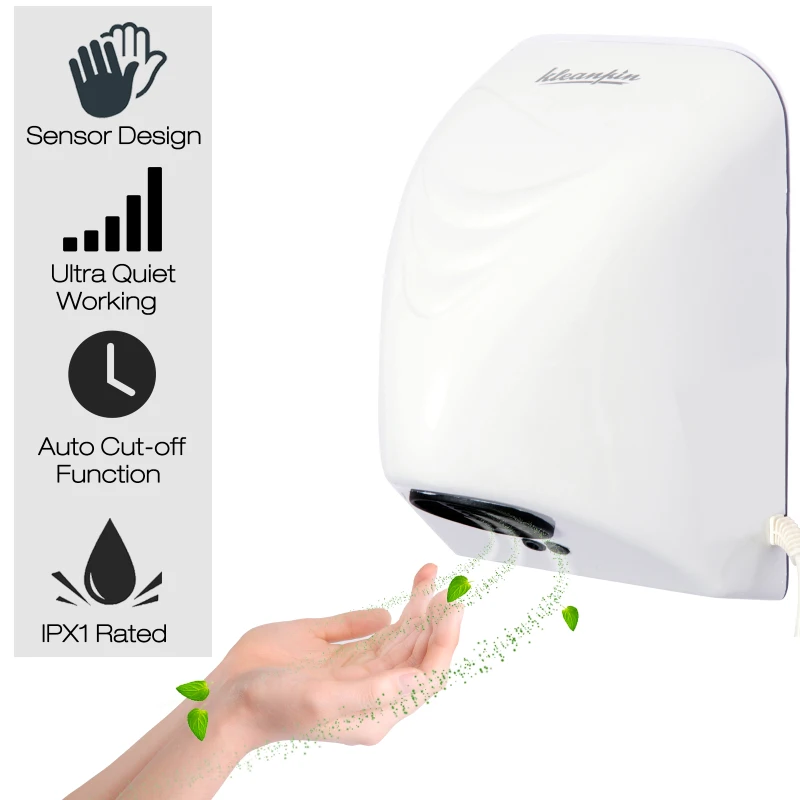 Kleankin Automatic Electric Hand Dryer, Wall-mounted-White