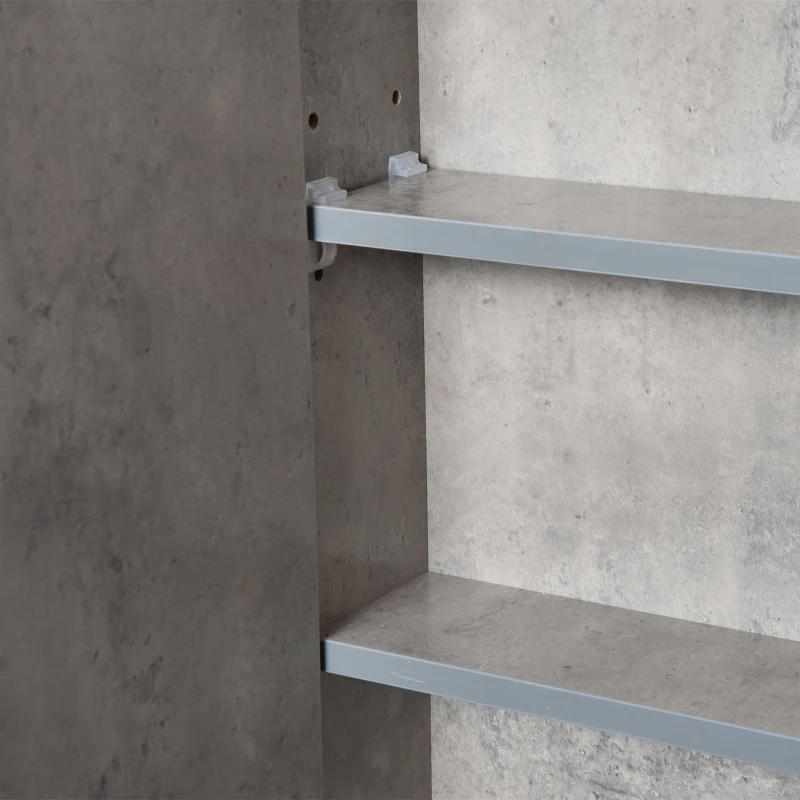 Kleankin Wall-Mount Bathroom LED Mirrored Cabinet, 63Wx68Hx13.5T cm-Cement Grey