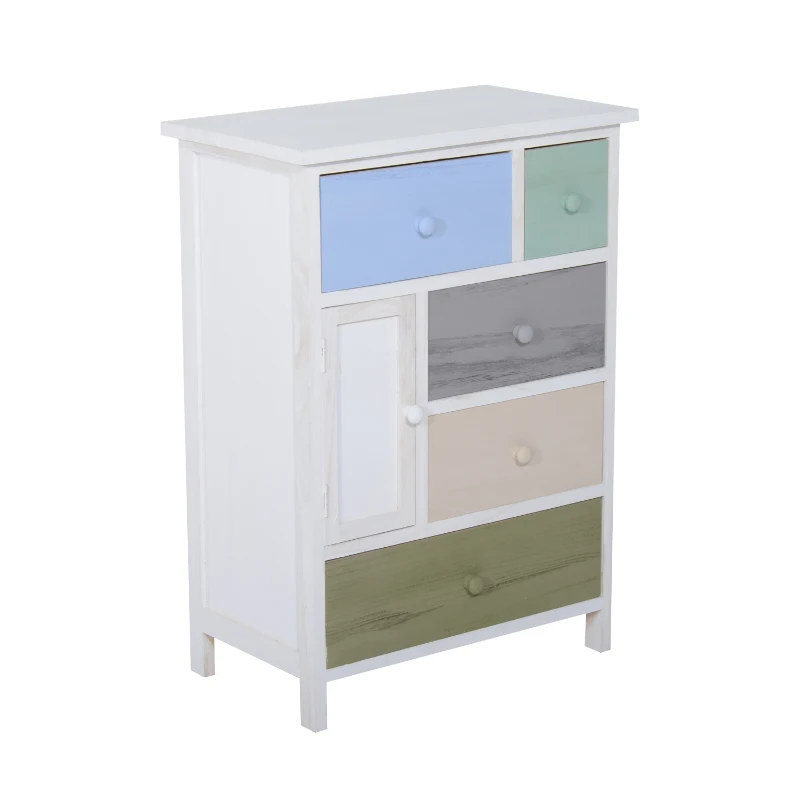 HOMCOM Wood Storage Cabinet Chest of Drawers Unit Wooden Multicolor Drawer Organiser Bedroom Furniture
