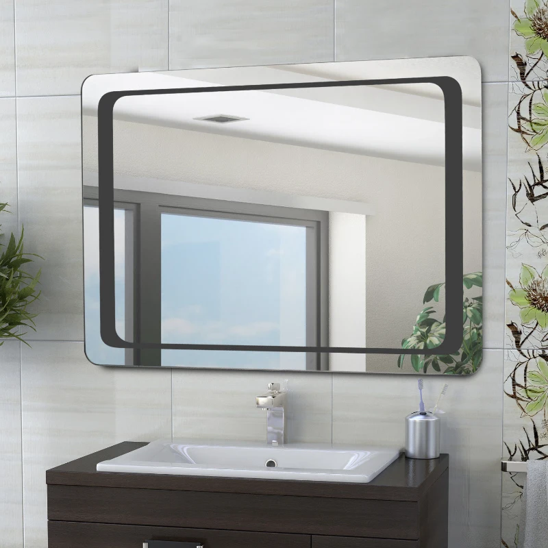 HOMCOM Bathroom LED Illuminated Mirror, 70×50×3.5cm
