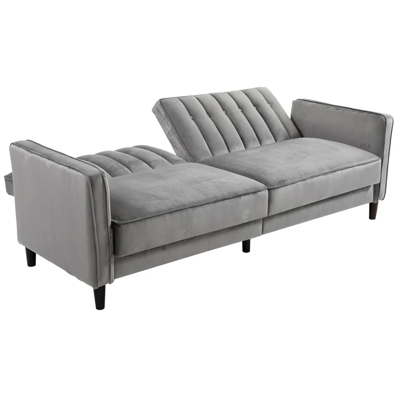 HOMCOM Sofa Bed Adjustable Back Thick Cushions, 205W x 98D x 98Hcm-Grey