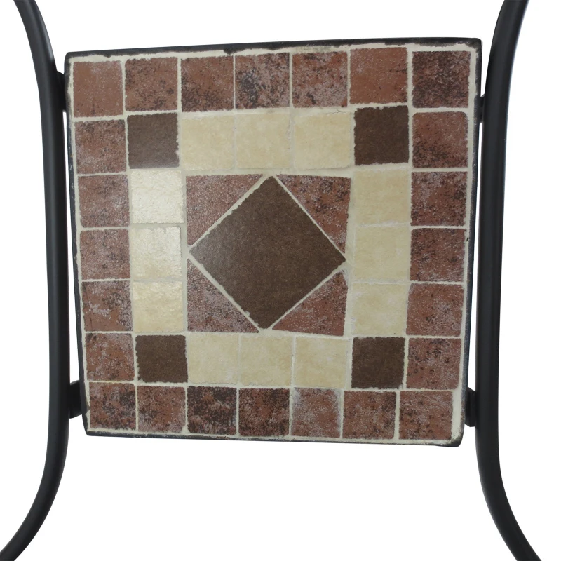 Outsunny 3 Pcs Metal and Mosaic Bistro Set-Orange/Black