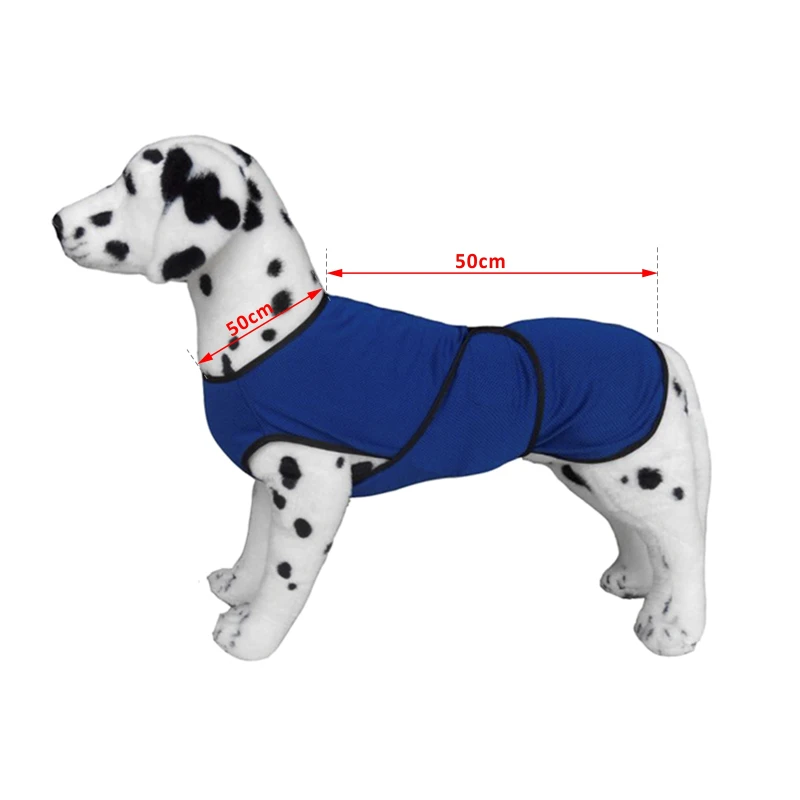 Pawhut Dog Pet Summer Cooling Cool Coat Vest Jacket Cooler Breathable Anti-bacterial Dark Blue , M , 50cm long