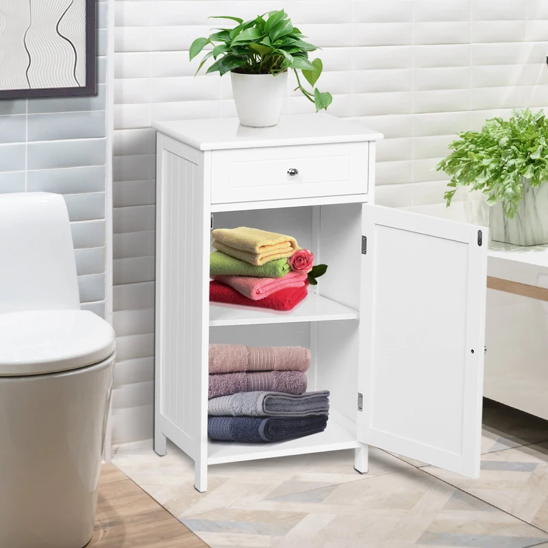 Kleankin Bathroom Cabinet Storage Cupboard, 43L x 34W x 77Hcm-White