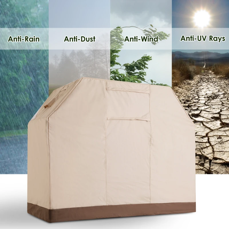 Outsunny Barbecue Grill Waterproof Cover, 185Lx71Wx130H cm, 600D Oxford Cloth-Beige/Coffee