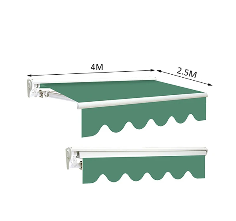 Outsunny 4x2.5 m Half cassette manual Rectangle Awning W/ Fixings and Winding Handle-Green