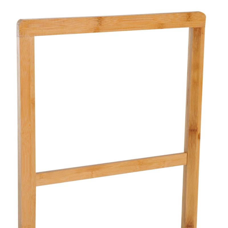 HOMCOM Free Standing Bamboo Towel Rack, 3 Rails&1 Shelf, 40.5Lx28Wx104H cm