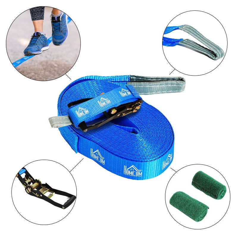 HOMCOM Slackline Balance Rope, 15 m-Blue
