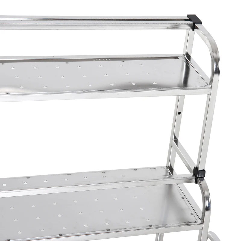HOMCOM 3-tier Spice Rack Organiser W/6 Hooks-Stainless Steel