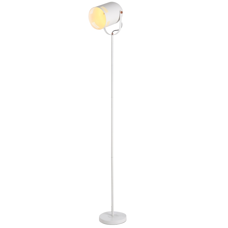 HOMCOM Metal Tall Free-Standing Spotlight Lamp w/ Adjustable Shade Angle White