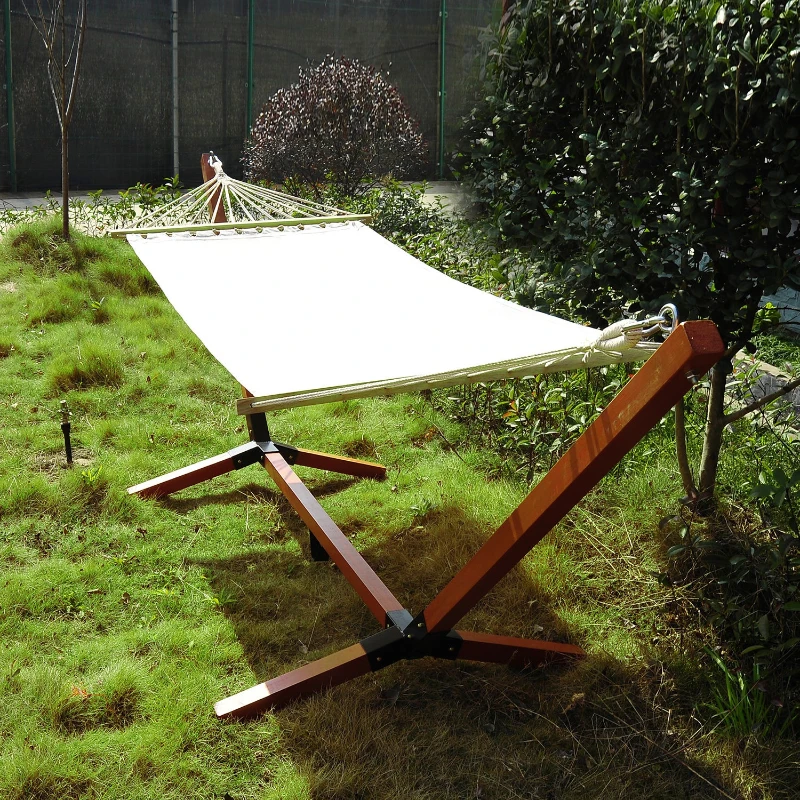 Outsunny Single Wooden Hammock-White