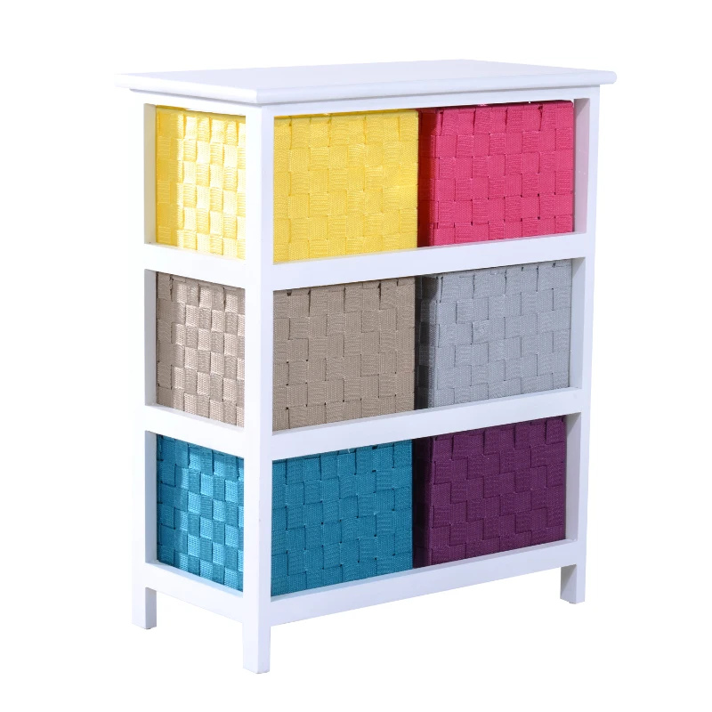 HOMCOM 6-Drawer Wood Storage Cabinet-Multicolour