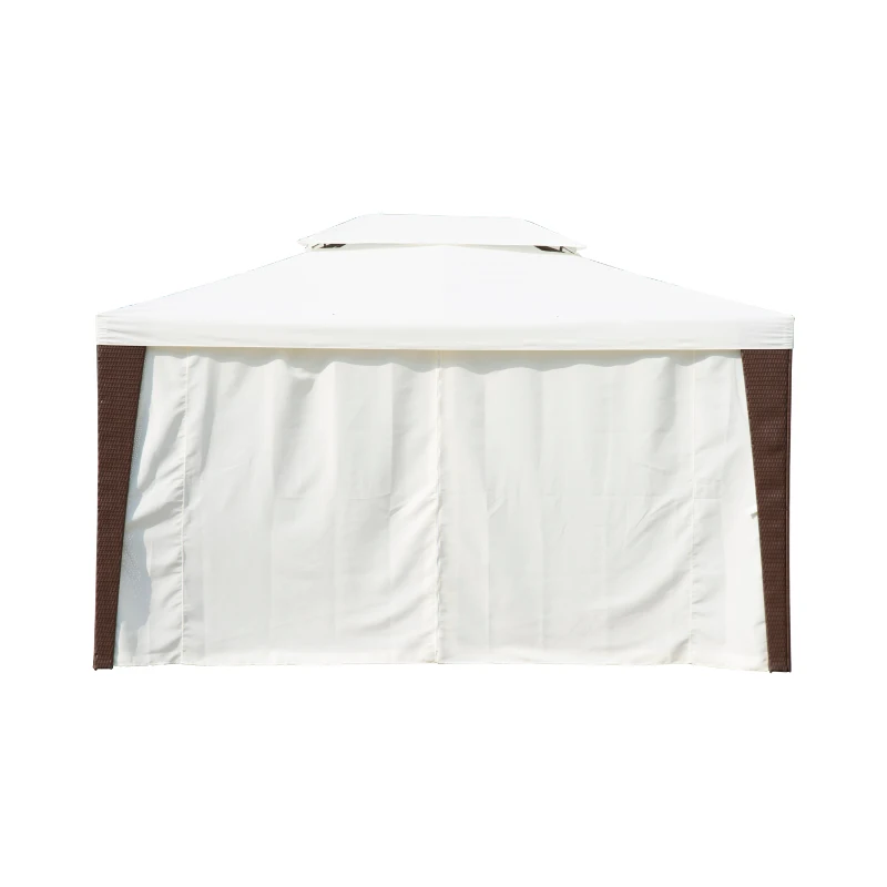 Outsunny Rattan Gazebo Tent, 3x4 m-Light Coffee