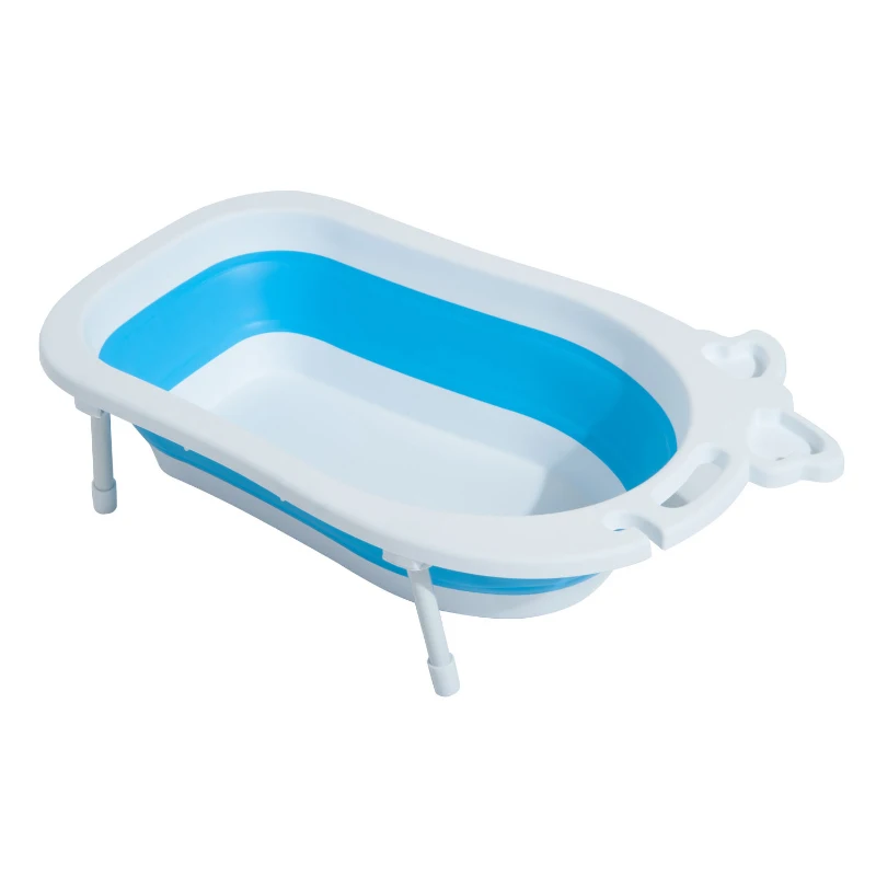 HOMCOM Foldable Baby Bath Tub-Blue/White